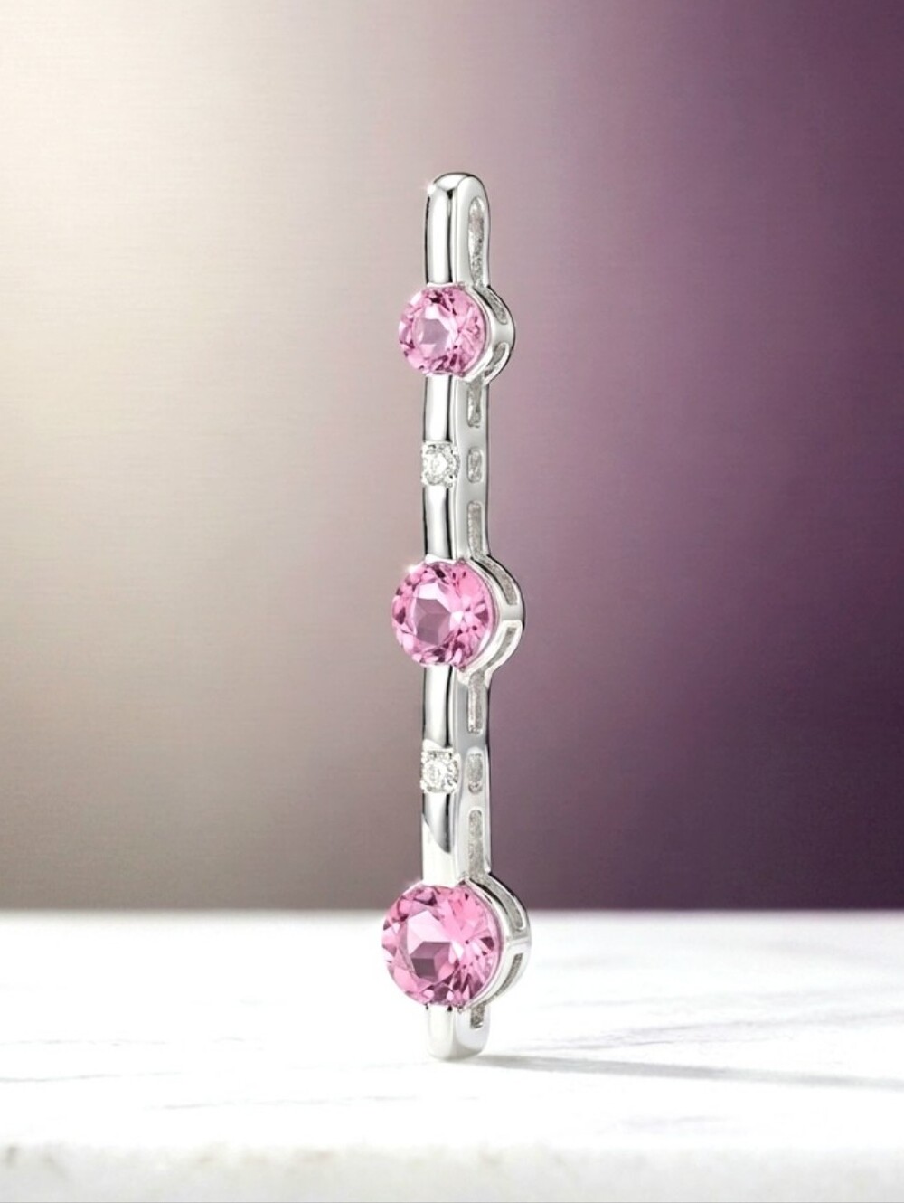 Pink TOPAZ & Diamond Platinum Journey pendant